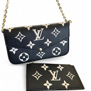 Black Monogram Envelope Crossbody Bag with Pouch